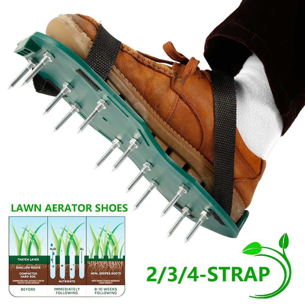 Lawn Aerator Shoes Garden Yard Lawn Care Heavy Duty Spiked Aerator Strap Sandal Shoes Lawn Soil Scarification Tools
