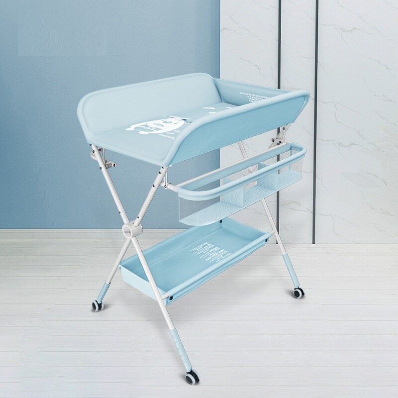 Lazychild multifuncional confortável bebê mudando mesa de massagem cuidados com o bebê recém-nascido mudando mesa de toque dobrável: Blue