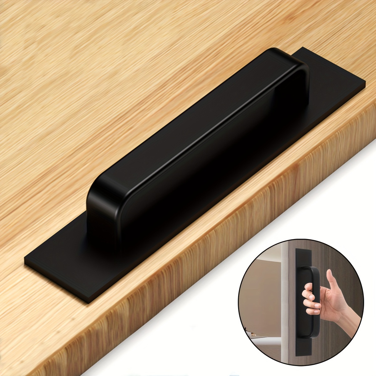 Selbstklebende Schrankgriffe Plus – Edelstahl, ohne Bohren, einfache Installation, Griffe für Schranktür, Fenster, Schublade und Kühlschrank: Schwarz