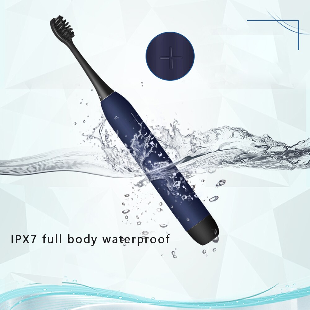 SmartSonic Waterproof Sonic Electric Toothbrush USB Rechargeable Tooth Brush Ultrasonic Toothbrush with 2 Brush Heads