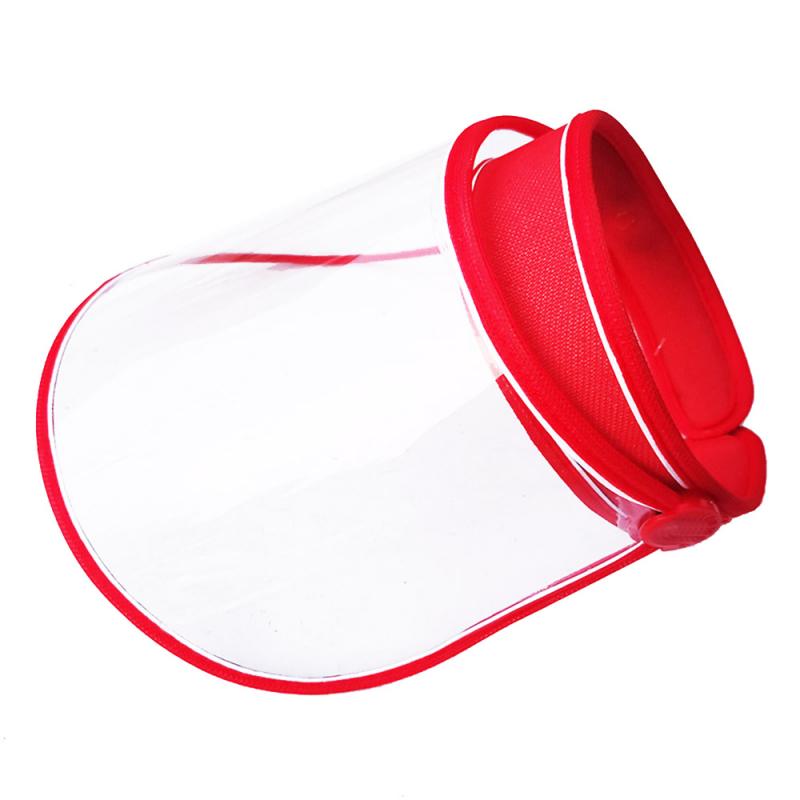 Women Summer Sun Protection Ultraviolet Sun Visor Hats Transparent Plastic Sunshade Hat Face Shield Outdoor Travel Beach Caps: red