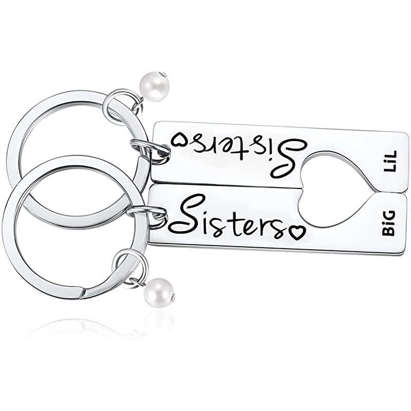 2PCS Zusters Grote Sis Lil Sis Sleutelhanger Van Zus Beste Vriend Sleutelhanger voor Meisjes Vrouwen Vrienden BFF Vriendschap