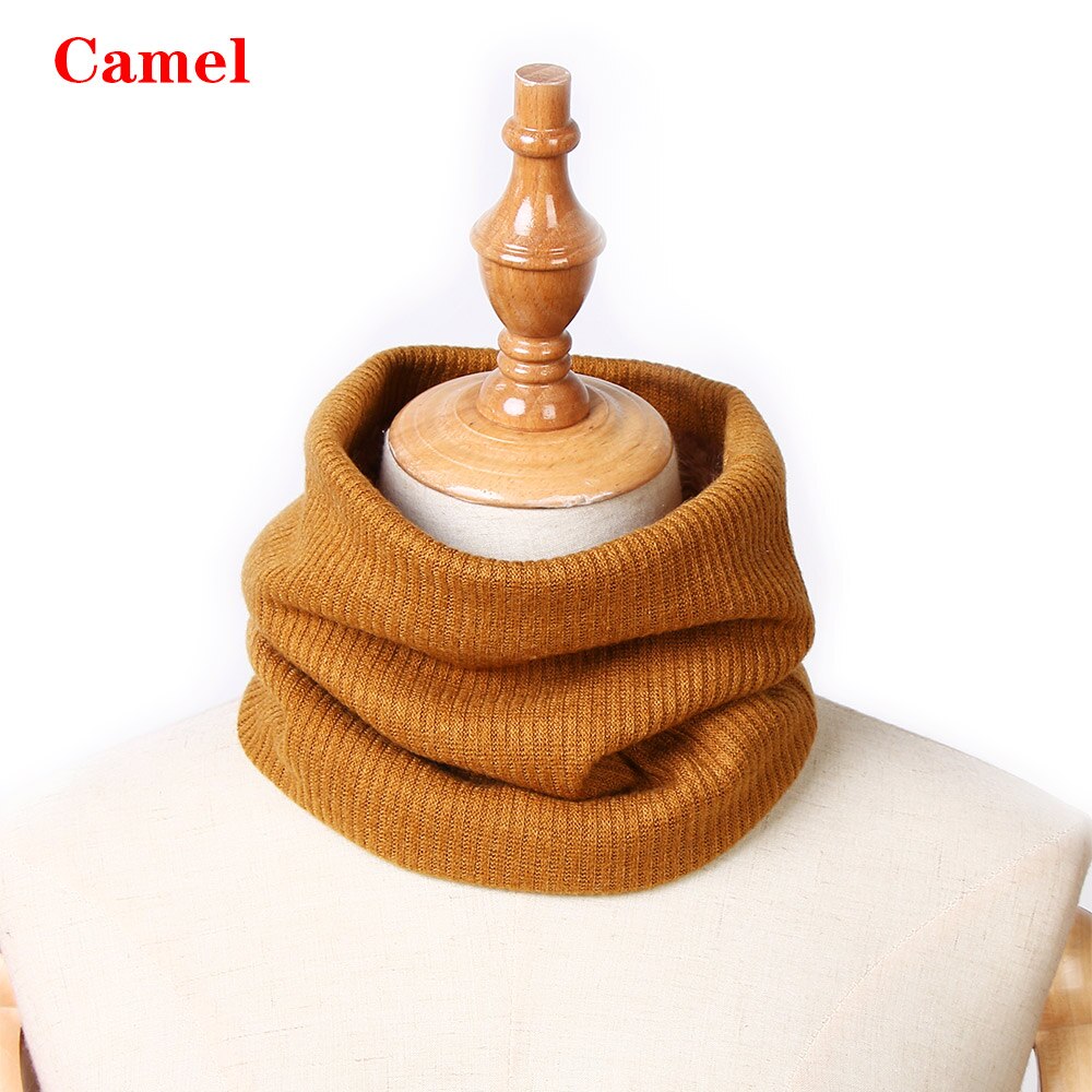 1 PC Bonito Algodão Bebê Inverno Neck Warmer Anel Scarf Crianças Meninas Meninos De Malha De Lã O-Lenços Cor Sólida crianças Quente Baixada: camel