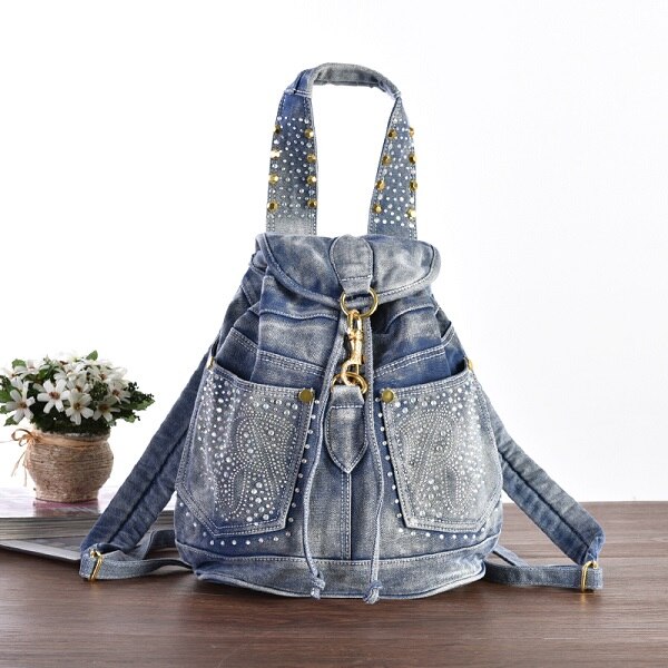 Mode Effen Kleine Messenger Rugzakken DayPacks schooltassen Denim Jeans meisje Vrouwen Reizen Cross Body bolsa feminina: Blauw