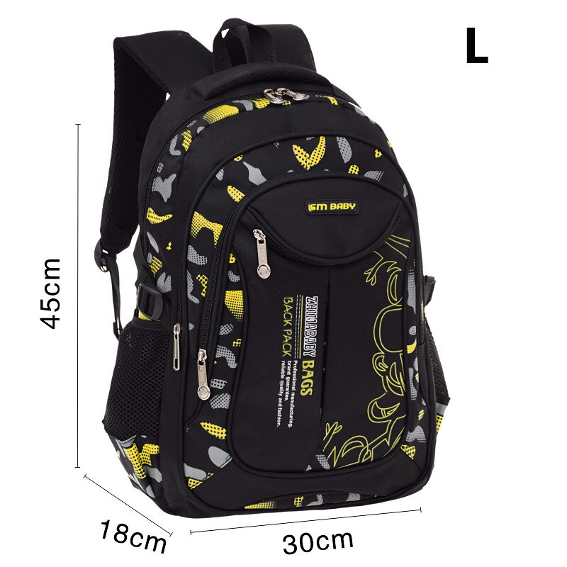 Mjzkxqz Waterproof Children School Bags Backpacks For Teenagers Boys Kids Primary School Sac Plecak Dla Dzieci Mochila: L Yellow