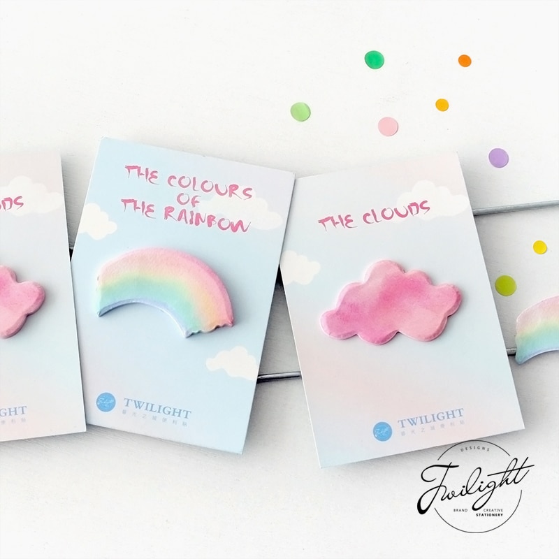 30 Sheets/pad Regenboog en Cloud Sticky Note Memo Pad Kantoor Planner Sticker Papier Briefpapier Schoolbenodigdheden