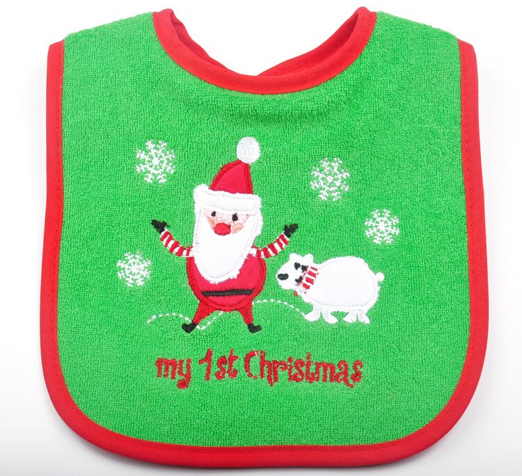 Natal à prova dwaterproof água babadores do bebê em torno do pescoço burp panos santa elk árvore de natal padrão infantil saliva toalha natal crianças presente: santa and sheep