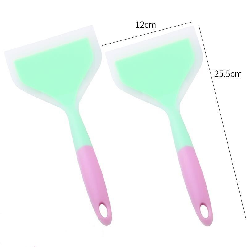 Silicone Kitchen Ware Cooking Utensils Spatula Beef Meat Egg Kitchen Scraper Wide Pizza Cooking Tools Shovel Non-stick: 2Pcs Light Green