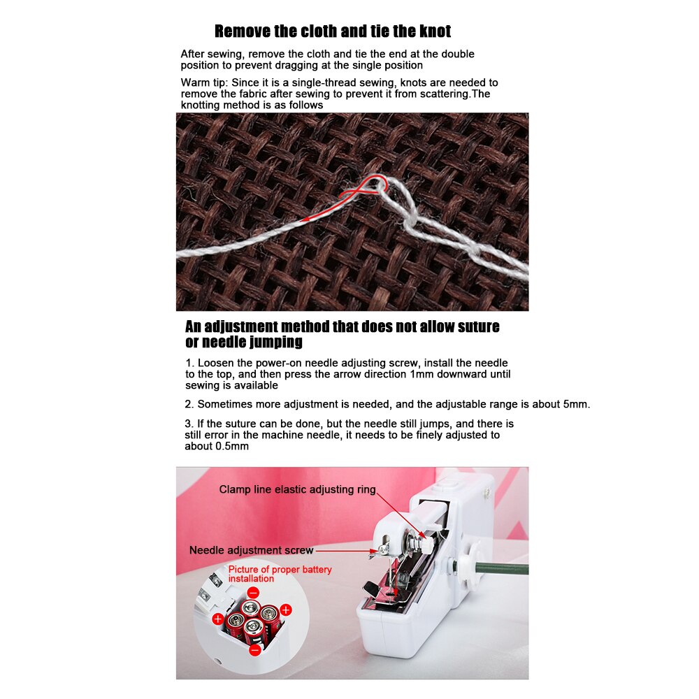 EU/US Plug Mini Portable Handheld Sewing Machine for Quick Repairs DIY Clothes Electric Stitch Sew Cordless Needlework Machine