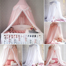 ¡Novedad de ! Encantadora cama para chico/bebé, dosel de borla Rosa, mosquitera, cortina, ropa de cama, tienda de cúpula redonda