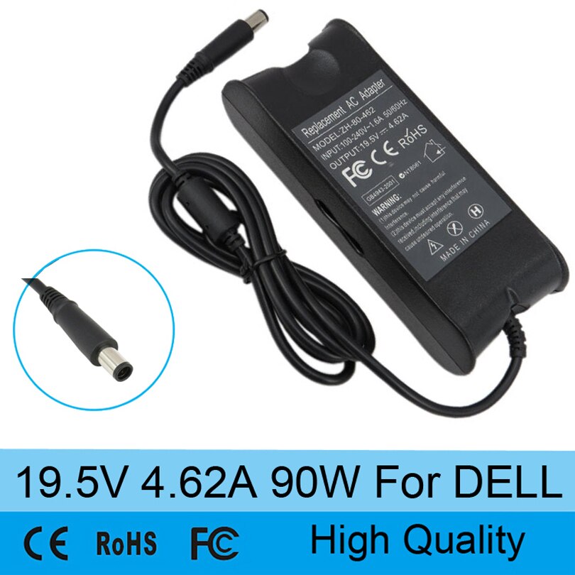 Adaptador de fuente de alimentación de 90W, 19,5 V, 4.62A, cargador de portátil para DELL modelo PP04X, PP08L, PP10S, PP22L, PA-10, 7,4mm x 5,0mm