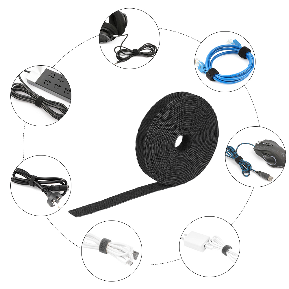 Buntband sladd rep 1- rullar återanvändbar fäste wire organizer kabelhantering krok & ögla nylon fästtejp kabel remmar
