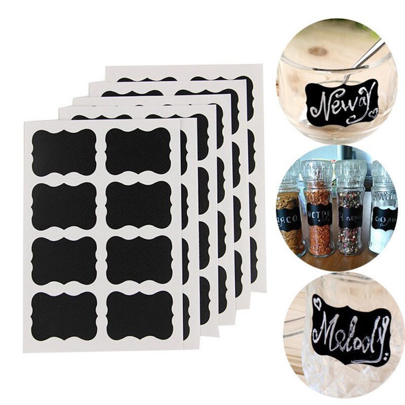64 stickers/set Blackboard Craft Sticker Kitchen Storage Jar Box Label 5cm x 3.5cm Black Spice Storage Box Blackboard Sticker