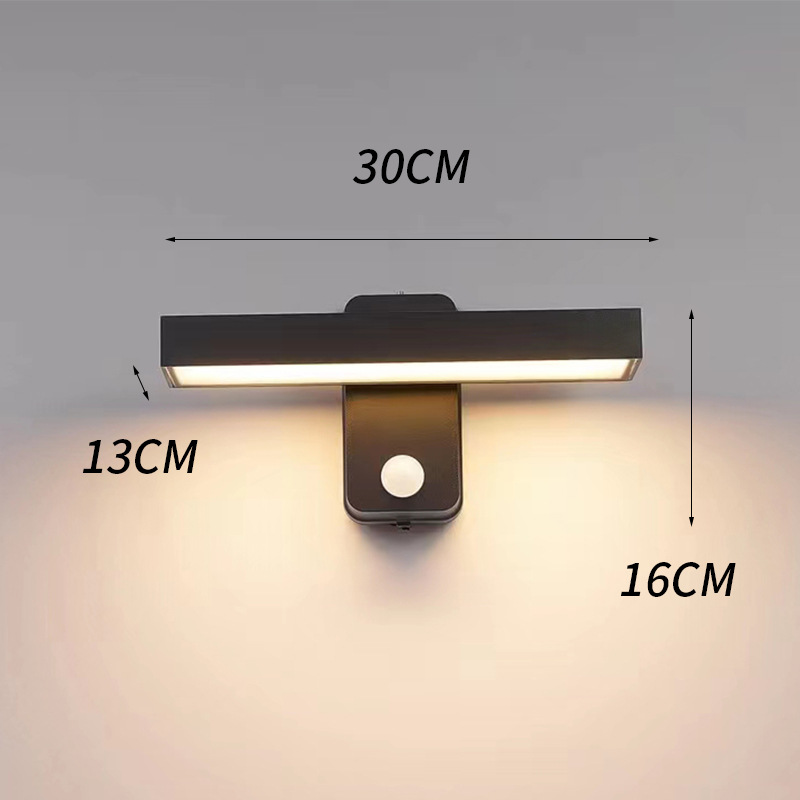 Bevægelsessensor udendørs drejelig firkantet verandalampe vandtæt  ip65 balkon have gårdhave væglampe tuya rgb led væglampe: Hvid