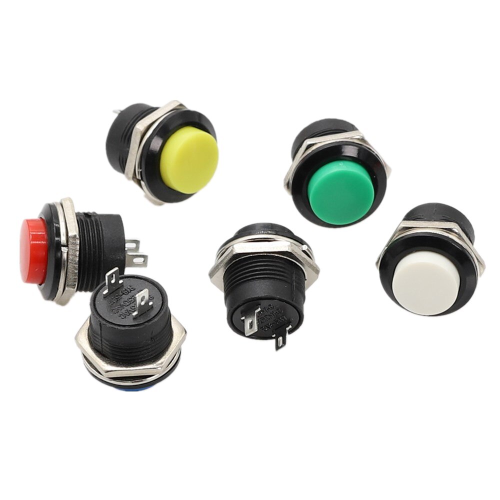 10 stk 16mm kortvarig trykknapafbryder slukket (tændt) selv-reset trykknapafbrydere 6a/125 vac 3a/250 vac rundkontakt  r13-507