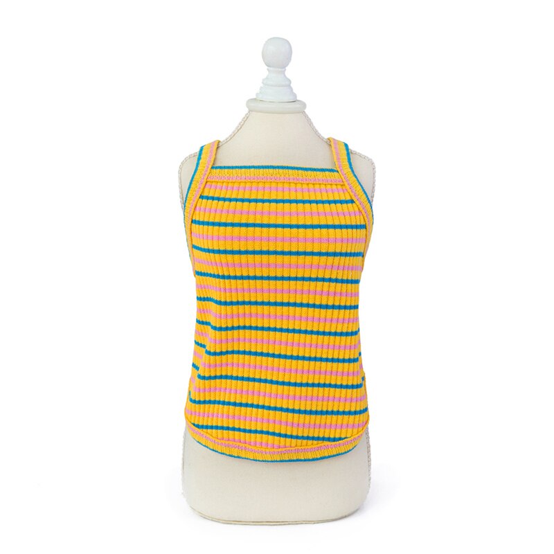 chien vêtements chiot gilet Camisole mignon arc-en-ciel rayé T-shirt été chien vêtements chemise Ropa Perro: Jaune / M