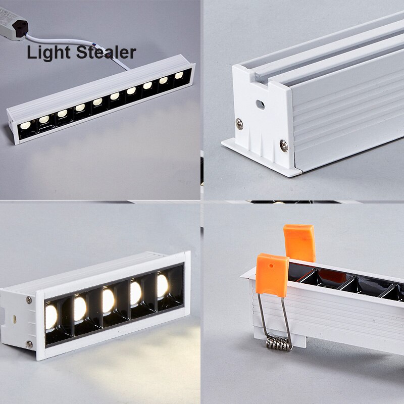LED Recessed Linear Light Office Room Exhibition Hall AC85-265V 5W 10W 20W Anti-Glare Grille Line Spotlights