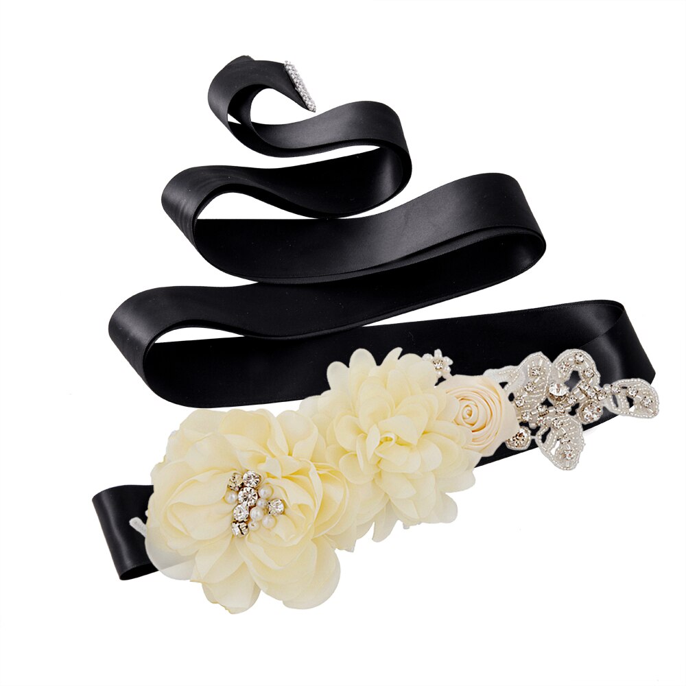 Trixy s260 flor cinto de noiva para vestido formal cinto rosa cinto de noiva para vestidos novo estilo cinto de casamento fantasia feminina cintos: black