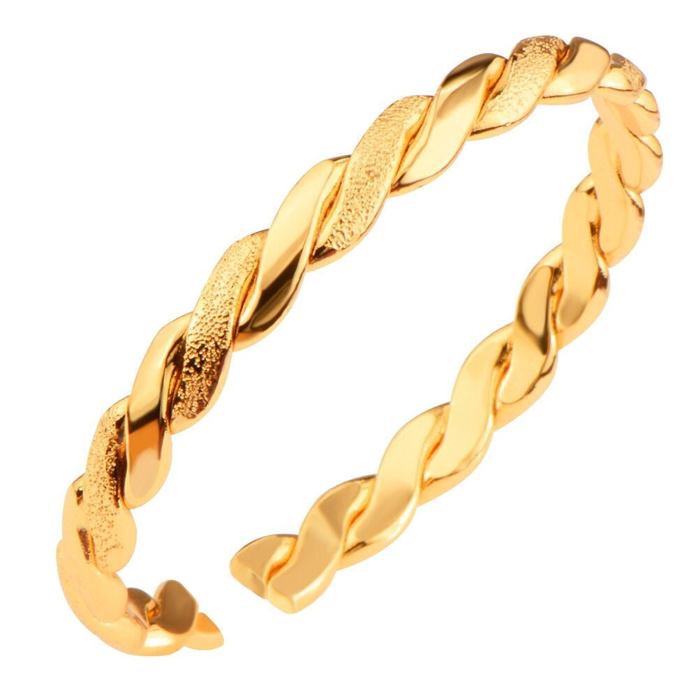 Eenvoudige Bangle Voor Vrouwen Mannen Sieraden Vintage Gold Twisting Eindeloze Koperen Manchet Armband Party Accessoires Pulseira