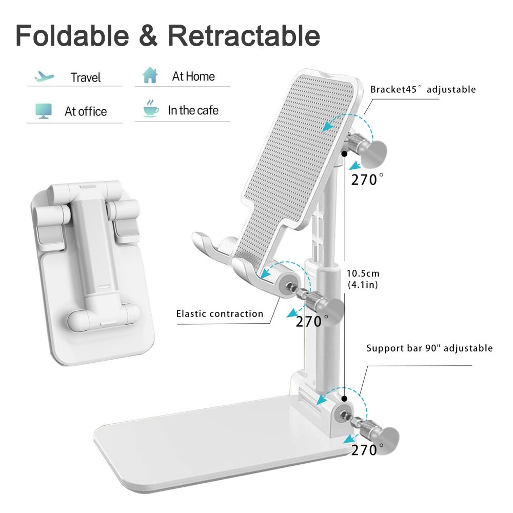 Support de bureau en métal pliable pour téléphone portable, réglable, pour iPhone, iPad,