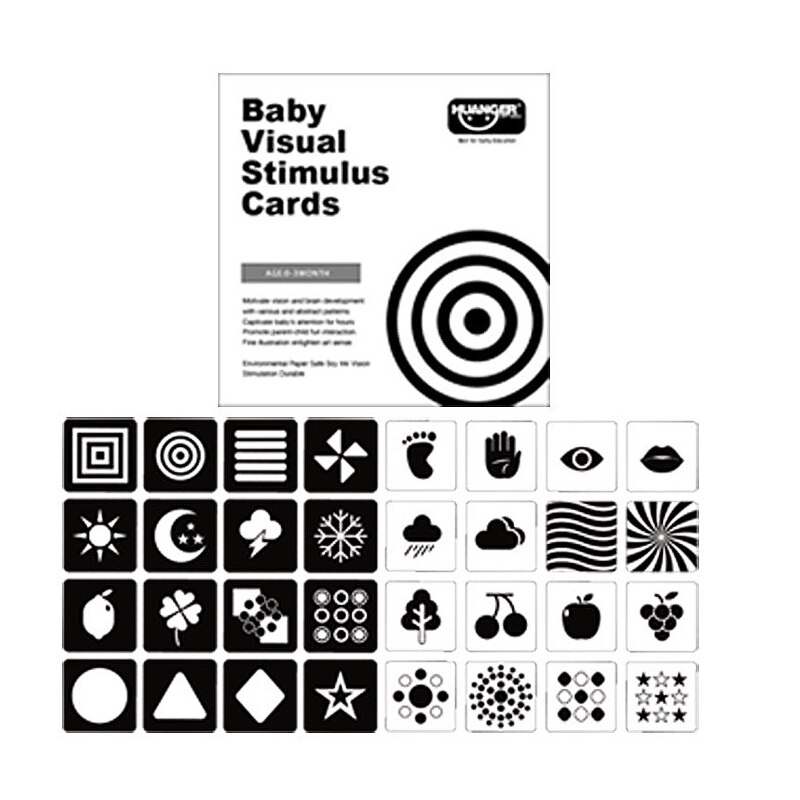 Zwart-witte Kaart Vroeg Leren Onderwijs Baby Visuele Stimulatie Te Volgen De Pasgeboren 0-36 Maanden Speelgoed Kleur training: 01 0-3Mon