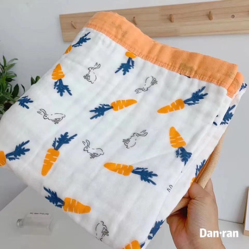 110*110cm Baby Decke 6 Schichten Super Weiche Baumwolle Musselin Decke Wickeln Atmungsaktive Kleinkind freundlicher freundlicher Baby Decke Blick: Karotte
