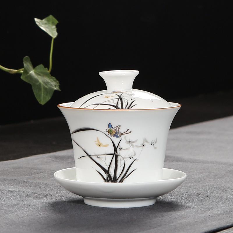 Keramisk gaiwan tesæt te terrin kinesisk kungfu tekopper porcelæn teskål ware terrin keramik tekopper tekander gai wan sæt