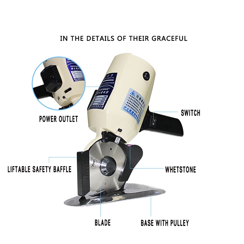 YJ-110 Type Elektrische Doek Cutter Stof Snijmachine Stof Ronde Mes Snijmachine Elektrische Hand Push Schaar