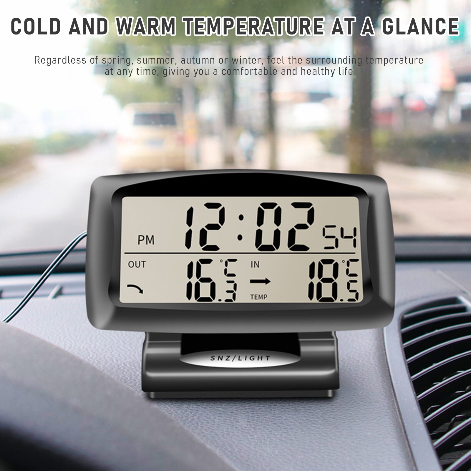 LED backlight Thermometer Digital Alarm Clock Auto Vehicles Temperature Gauge Car Electronics Car Clock Dashboard Clock