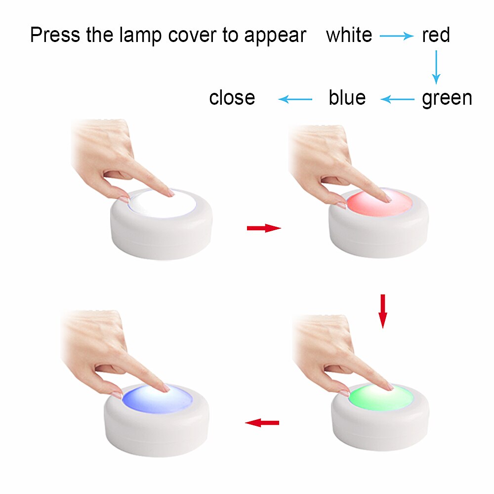 Dimmable RGB LED Lights Kitchen Lamp Touch Sensor Wardrobe/Closet/Cabinet Night Light Puck Light with Remote Controller 12 Color
