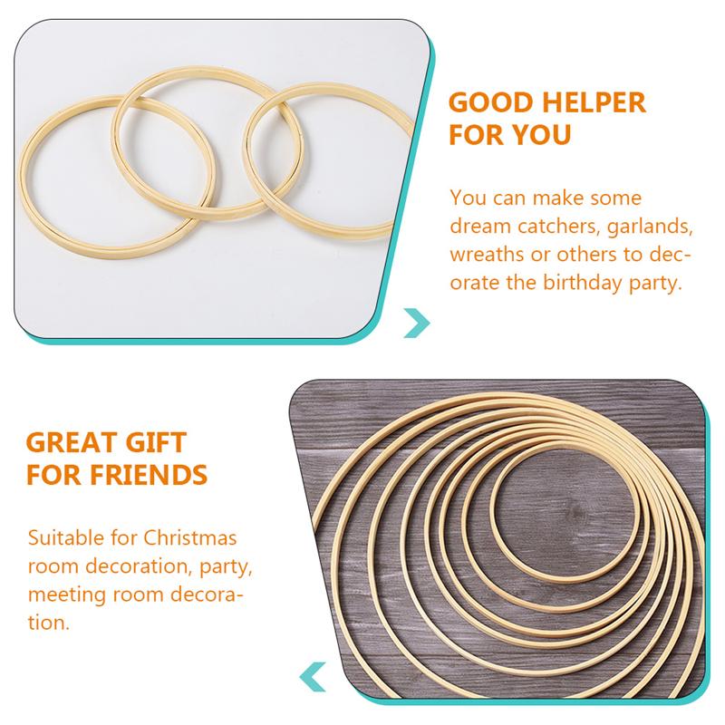 Houten Macrame Ring Bloemen Dream Catcher Cirkel Diy Bamboe Ronde Fan Ring 12.5/18/20/23 Cm