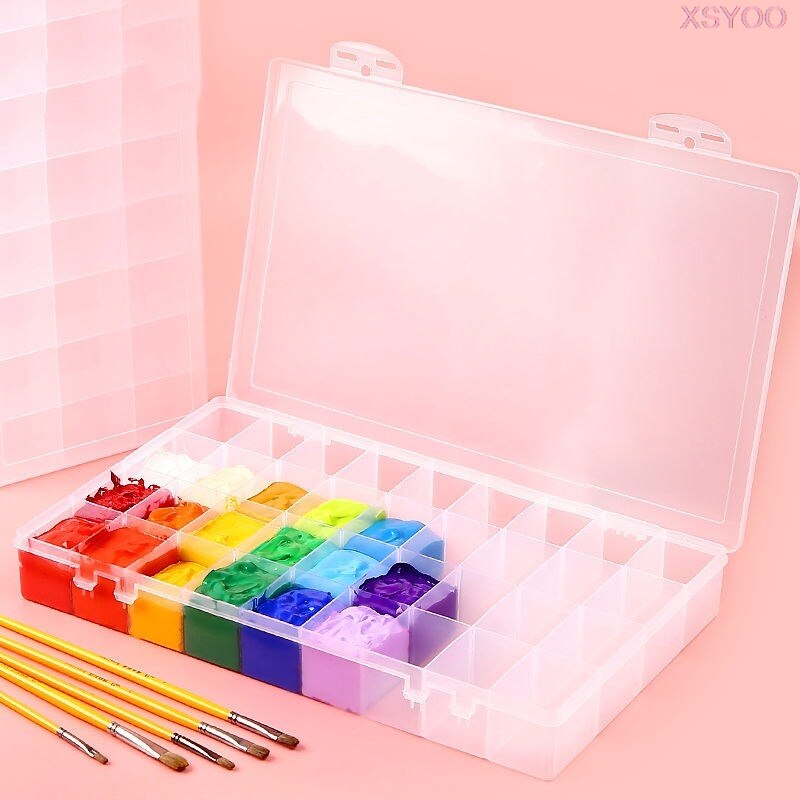 24 Grid Transparante Verf Doos Grote Capaciteit Lege Aquarel Gouache Pigment Doos Hydraterende Palet Opslag Verf Art Supply