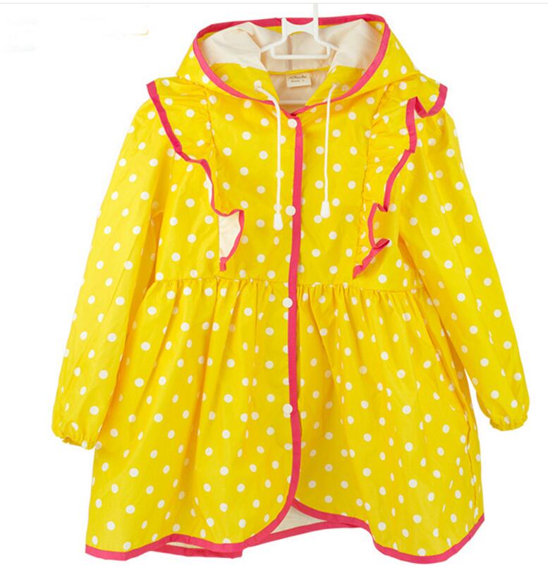 Kids Rain Suit Fun Raincoats Princess Outdoor Thicken Waterproof Rain Coat for Girls 4 Colors Raincoat Kids Poncho: yellow dot / XXL
