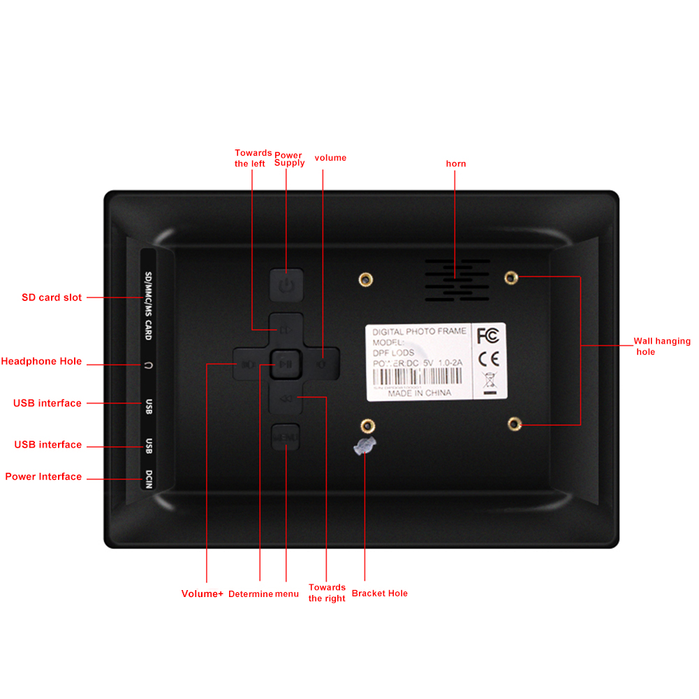7" HD LED Cyfrowa Ramka na Zdjęcia MP3/MP4/Wideo/Zegar - 800x480 - USB/SD/MMC/MS - Pilot