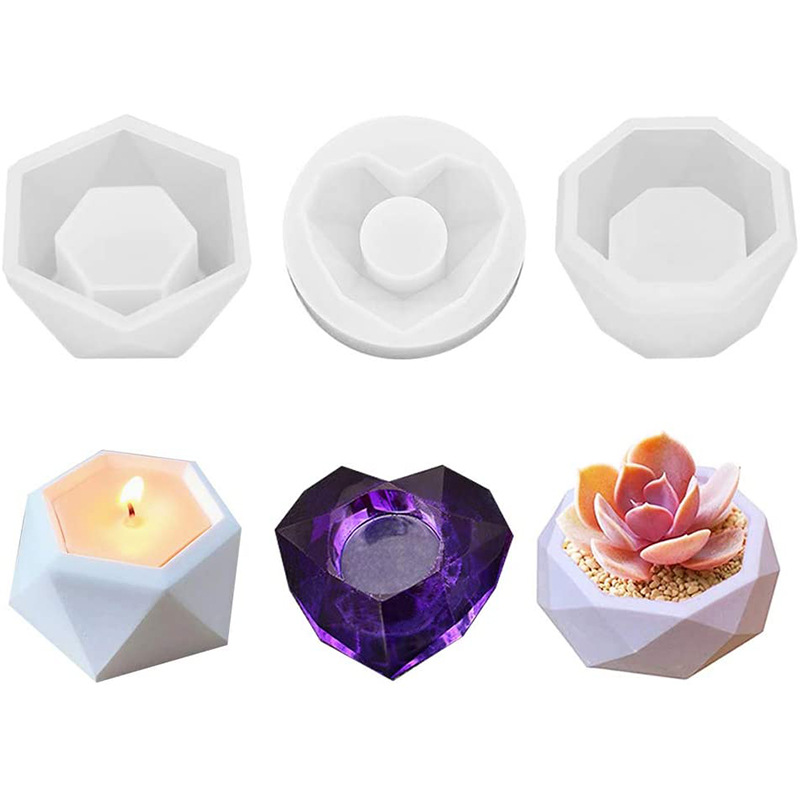 3D Silicone Molds Succulent Flower Pot Concrete Cement Clay Mould DIY Cement Plant Pot Candle Soap Making Mould Form For Candle
