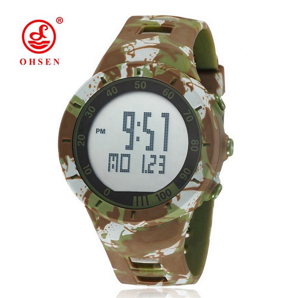 Digital Women Watches reloj mujer Yellow Waterproof Sport Lady Watch Electronic Silicone Couple Wrist Watch For Lover: 1615-Cam Green