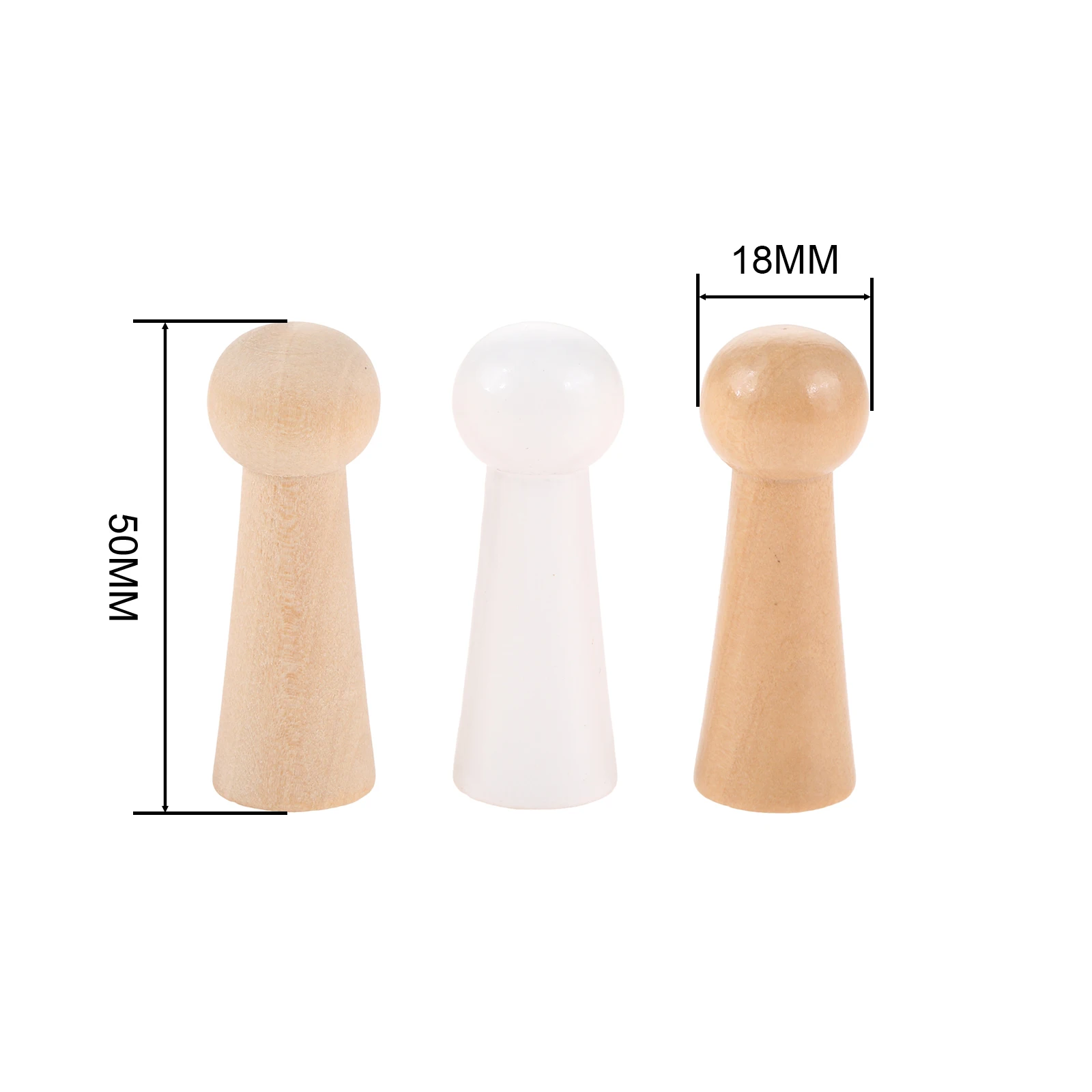 2 Stuks Houten Peg Hangers 50Mm Eenvoudige Pop Vormige Decoratieve Opknoping Jas Handtas Handdoek Muur Gemonteerde Haken Rack M3 Gat En Schroeven