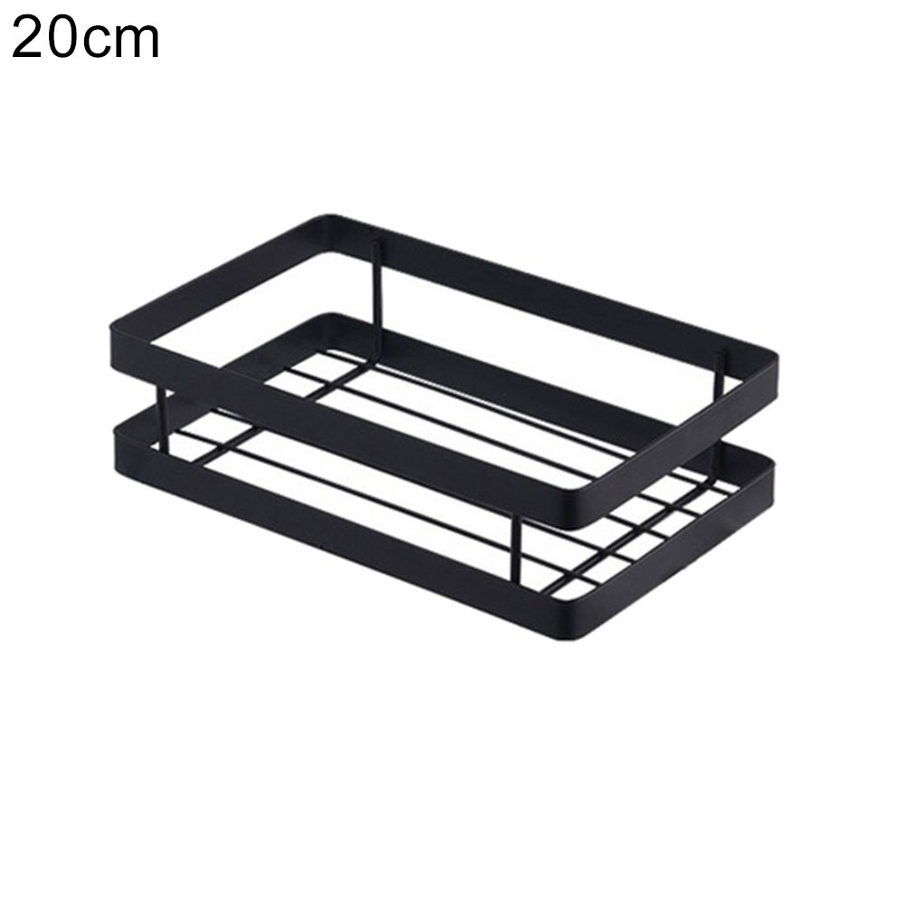 Väggmonterad förvaringshållare rostfritt stål kök kryddor rack hylla badrum toalettartiklar hållare hem organisation hyllor: Svart 20cm