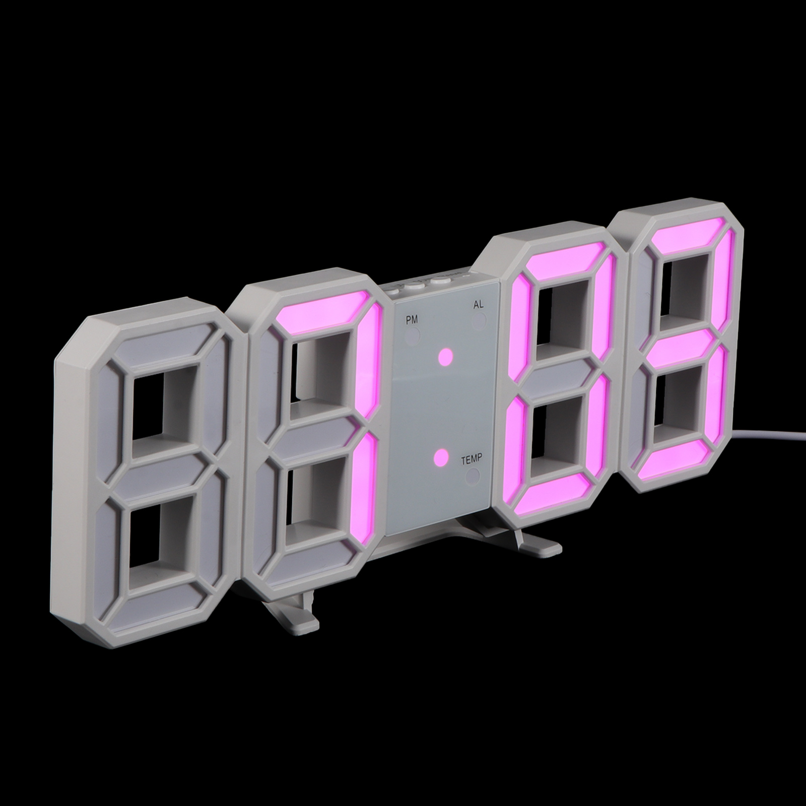 1 Set Wall-mounted LED 3D Clock Home Wall Digital Clock Useful Alarm Wall Clock