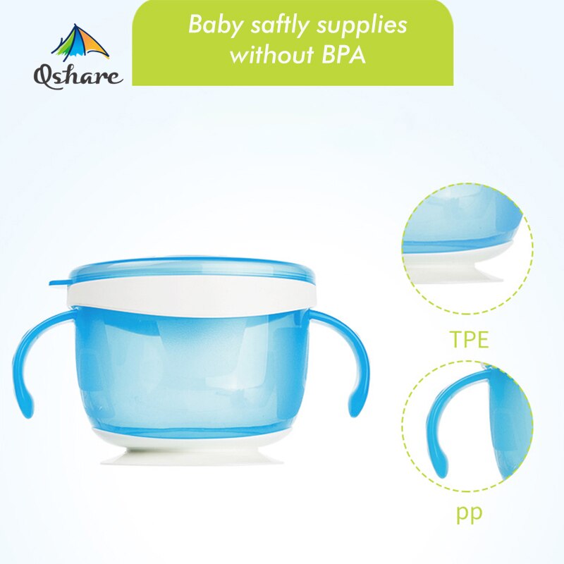 Boîte à collations anti-fuite pour bébé, double poignée, bol à ventouse, récipient pour aliments, boîte à collations pour enfants, bébés et tout-petits