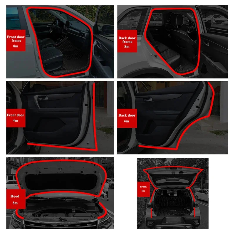 Gumowa uszczelka robić drzwi samochodu, dwuwarstwowa listwa przeciwdeszczowa, naklejka ochronna na drzwi/maskę/klapę bagażnika, dźwiękoszczelna, wodoodporna listwa uszczelniająca.