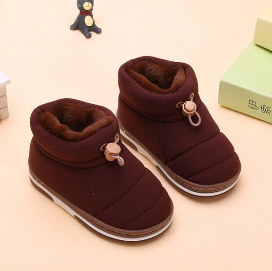 ENWAYEL bébé enfants hiver neige bottes enfants chaussures pour filles garçons bebe enfant en bas âge en cuir cheville fourrure peluche enfants fille: Marron / 22-23 (inside 15cm)