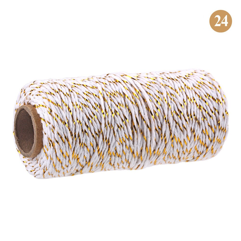 Hilo de algodón colorido para manualidades, hilo de macramé, para envolver , decoración de boda, 100 m/rollo: Gold white