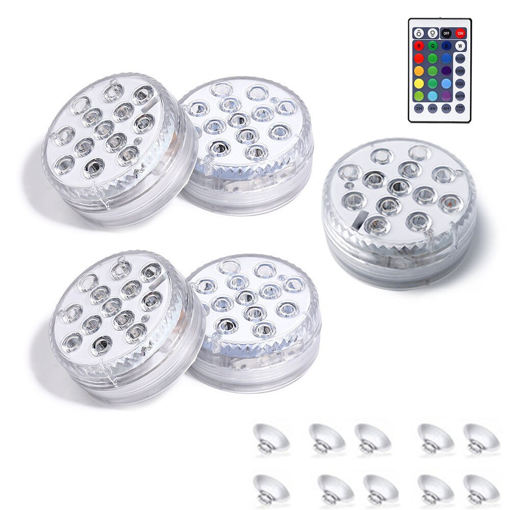 Onderwater led-lamp met 13 leds rgb, onderwatervislamp, op batterijen werkend, infrarood afstandsbediening, draadloze, meerkleurige badlampen: 5 stuks / Zonder batterij