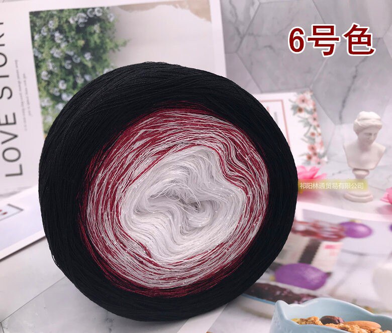 300g tårta bollform virkgarn bomull lin space dye stickgarn ylle linne blandat garn handstickning melerad garn  t52: Färg 6