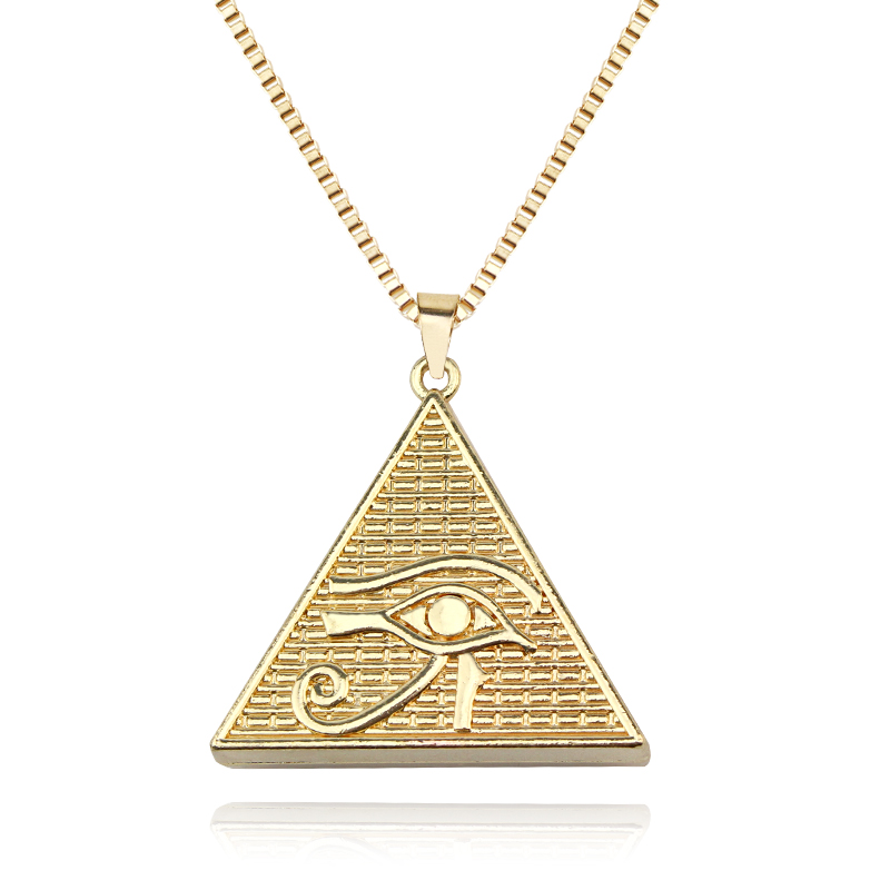 Eye of horus pendant necklace men's hip-hop rap street culture metal alloy gold color chain necklace men's jewelry: Default Title