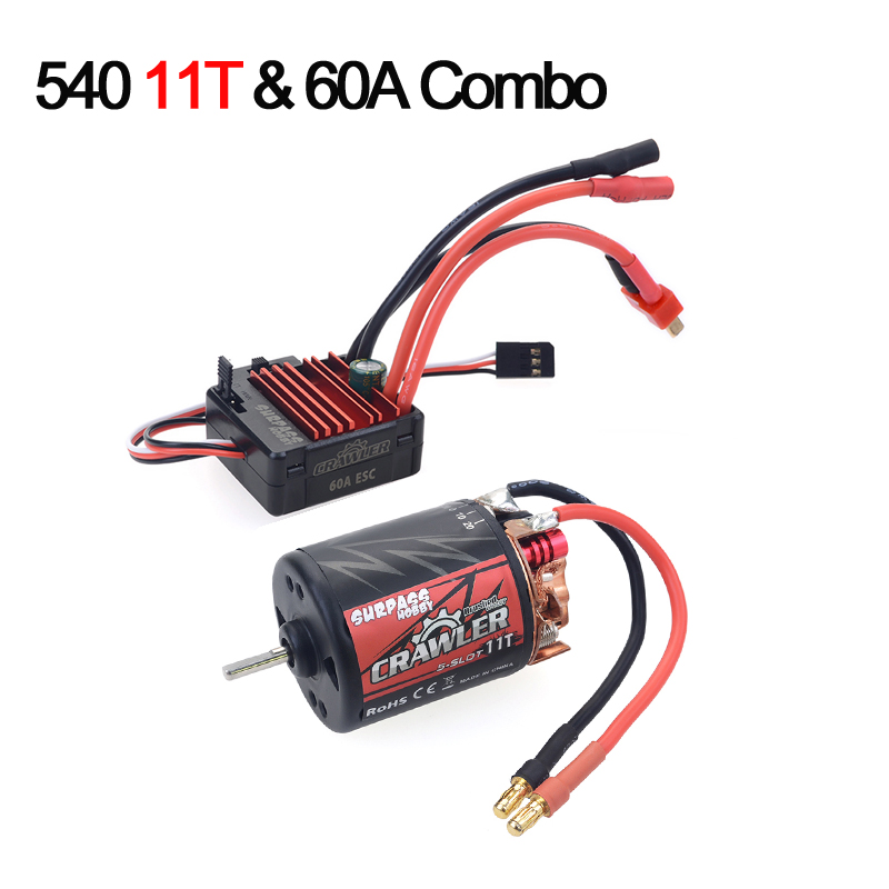 Waterproof 5-Slot 540 550 10T 11T 12T 13T 16T 20T Brushed motor w/ 60A 80A ESC for tamiya Kyosho TRAXXAS WLtoys 1/10 RC Car: 540 11T 60A ESC