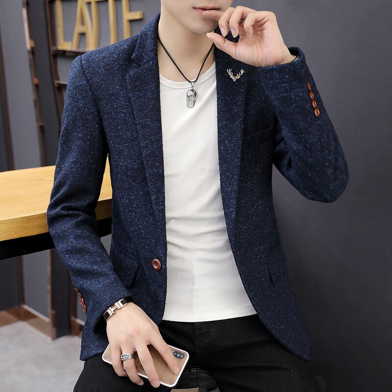 Blazer Men 2020 New Fashionable Casual Dot Printed Business Men Slim Mens Blazer