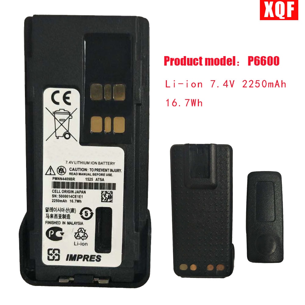 Li-Ion 7.4V 2250Mah 16.7Wh Batterij Voor Motorola Walkie Talkie Xir P6600 XPR3500 XPR3300 P6620 DP2600 DE570 Radio Met riem Clip