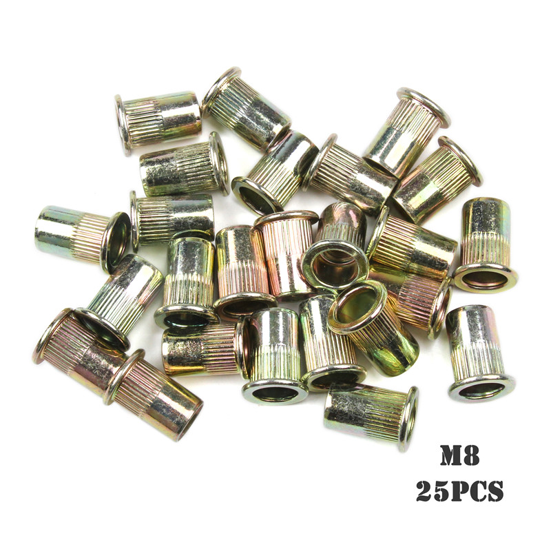 100PCS Carbon steel Rivet Nuts M4 M5 M6 M8 Flat Head Rivet Nuts Set Nuts Insert Riveting